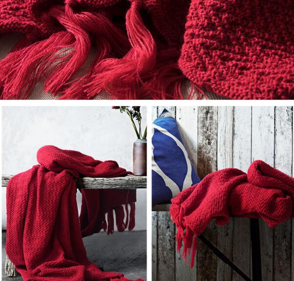 Warm Red Knit Throw – Meegan Mountain