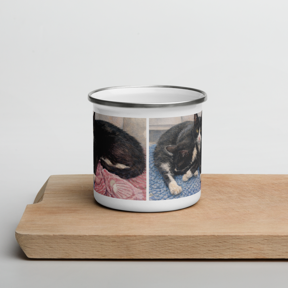 Milkman Kitties at the Beach — Enamel Art Mug