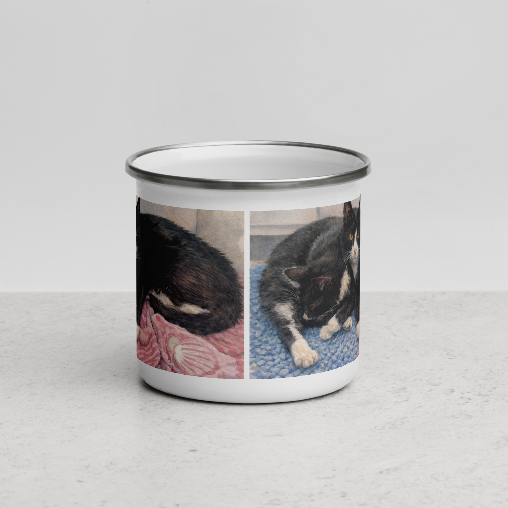 Milkman Kitties at the Beach — Enamel Art Mug