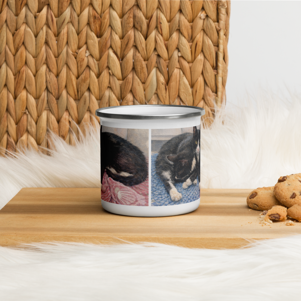 Milkman Kitties at the Beach — Enamel Art Mug