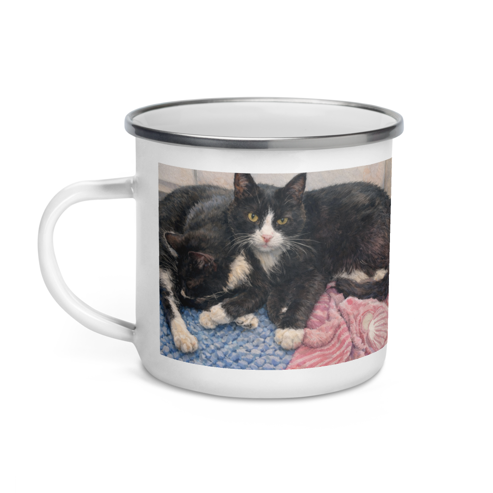 Milkman Kitties at the Beach — Enamel Art Mug