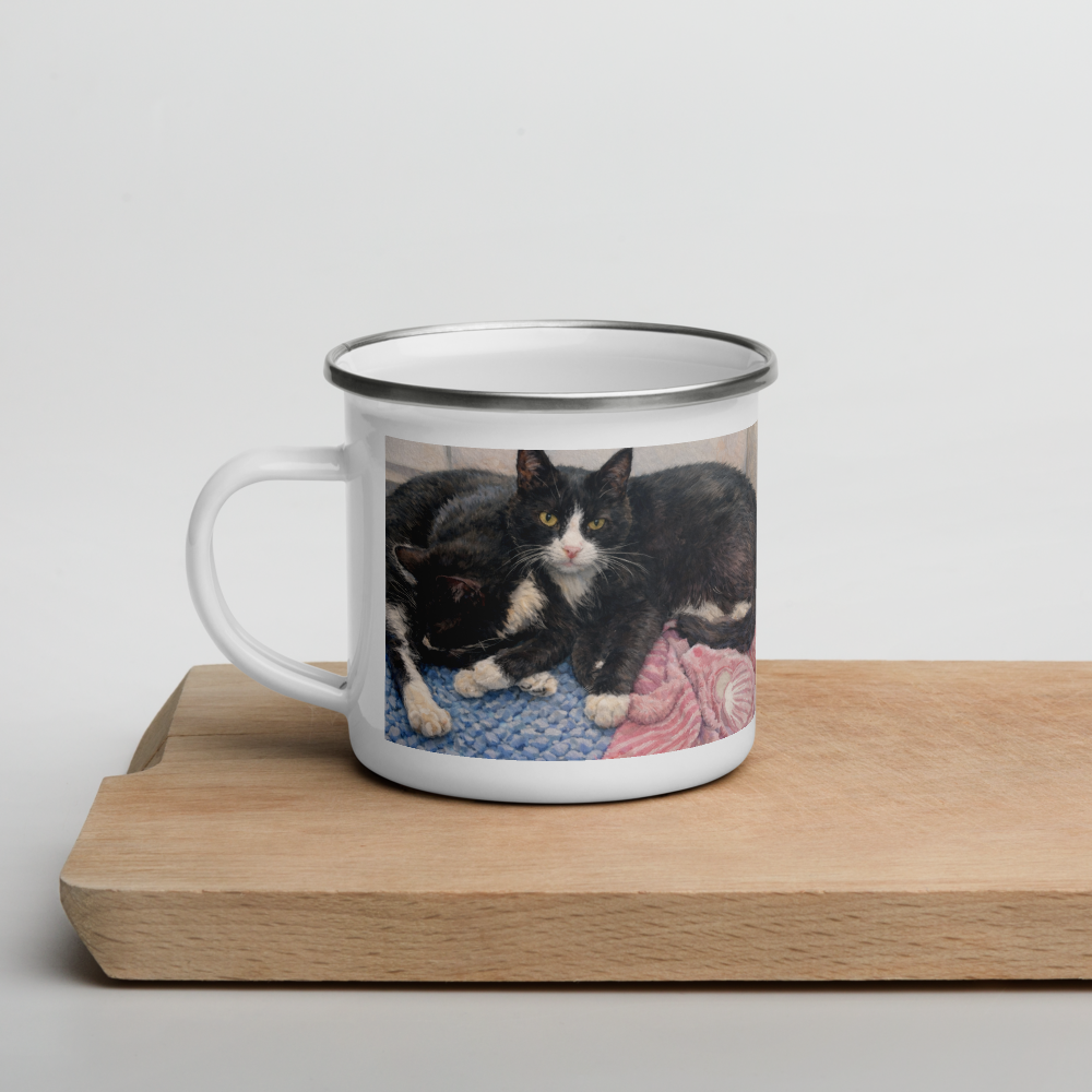 Milkman Kitties at the Beach — Enamel Art Mug