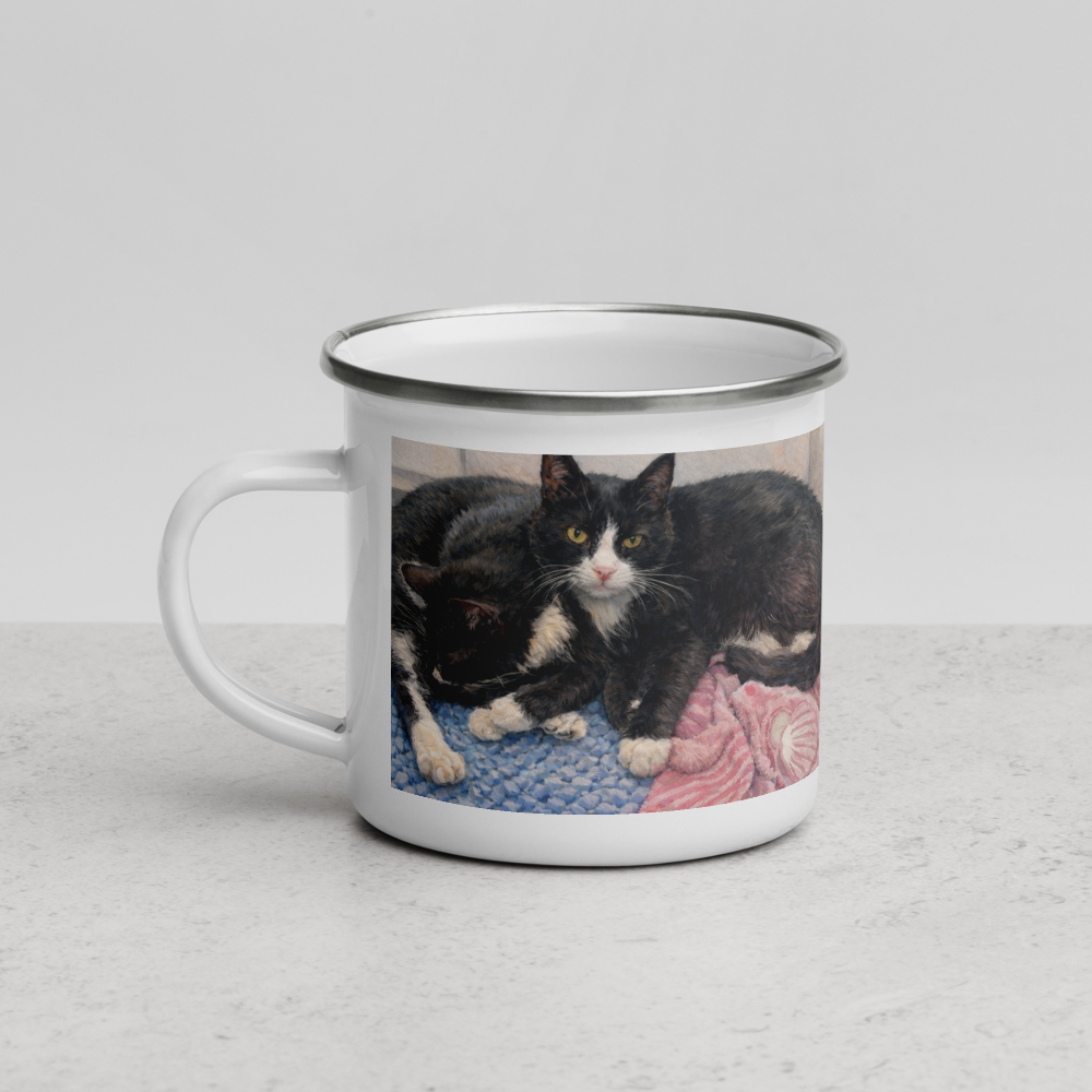 Milkman Kitties at the Beach — Enamel Art Mug