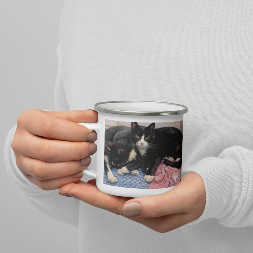 Milkman Kitties at the Beach — Enamel Art Mug