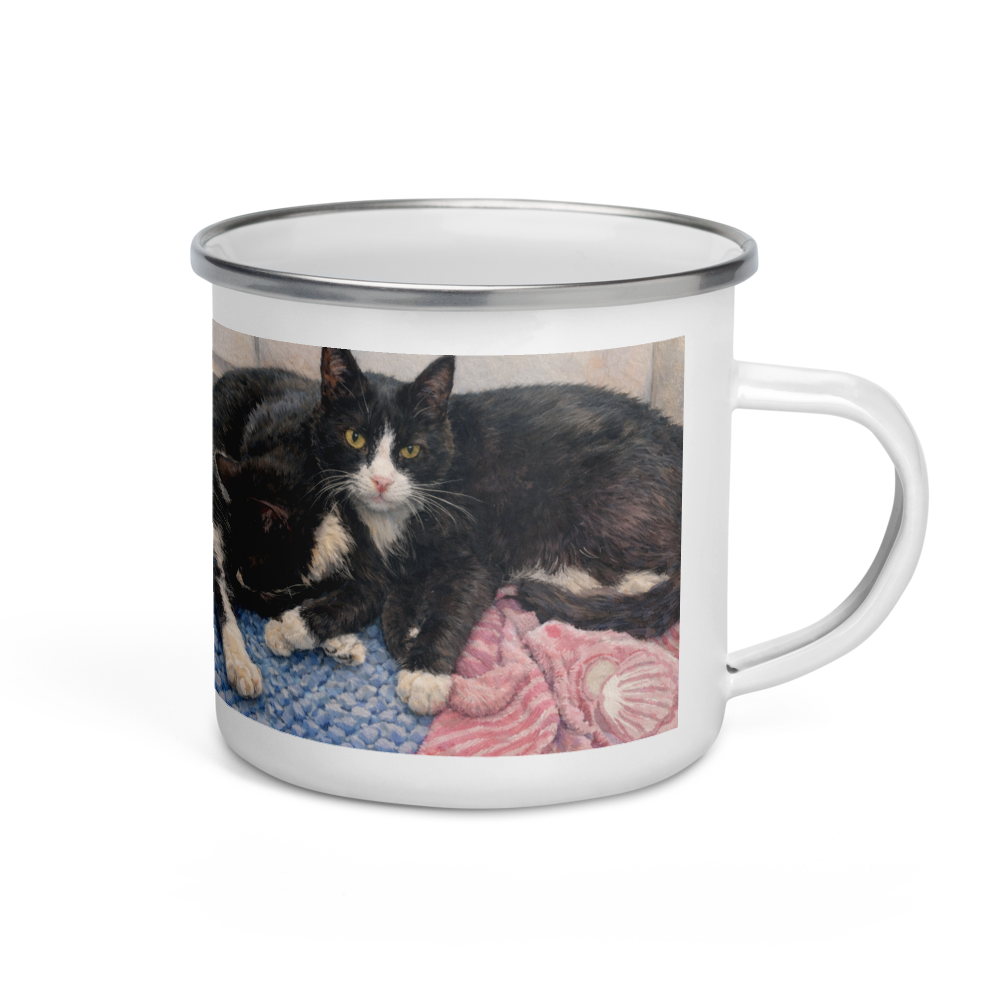 Milkman Kitties at the Beach — Enamel Art Mug