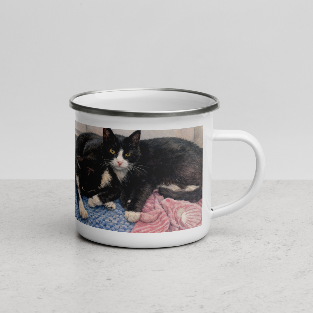 Milkman Kitties at the Beach — Enamel Art Mug