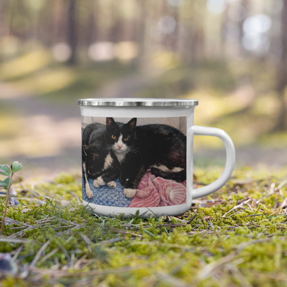 Milkman Kitties at the Beach — Enamel Art Mug