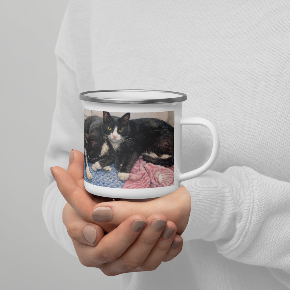 Milkman Kitties at the Beach — Enamel Art Mug